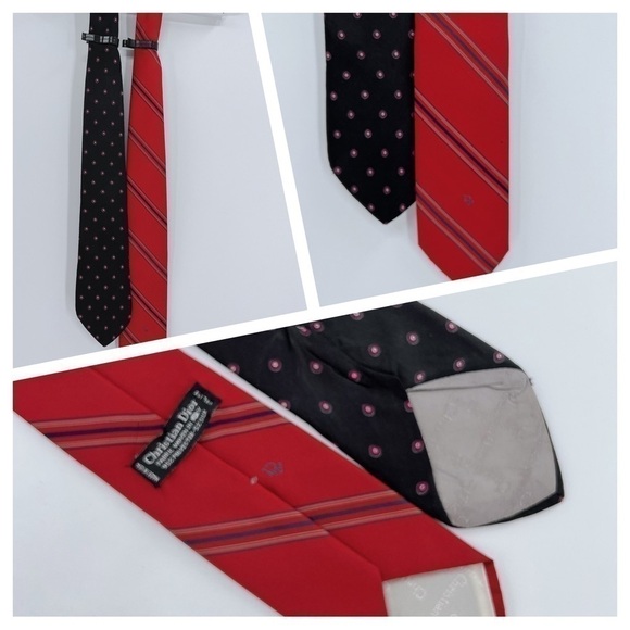 Vintage  Christian Dior Men's All Silk Woven in Italy Made in USA TIE 2 - Picture 1 of 15